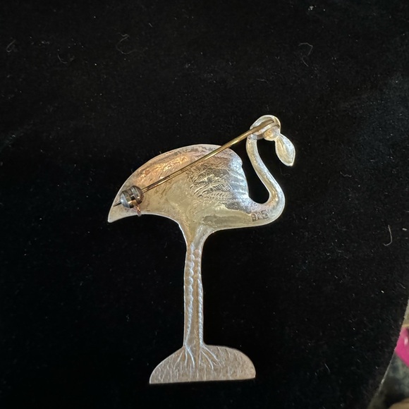 Vintage Large Flamingo Sterling Silver Brooch Pin~3.88g - Picture 3 of 8